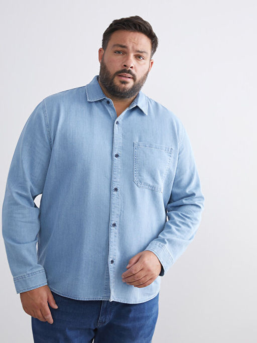 Regular Fit Uzun Kollu Erkek Jean G?mlek