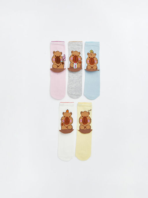 Desenli K?z ?ocuk Soket ?orap 5li