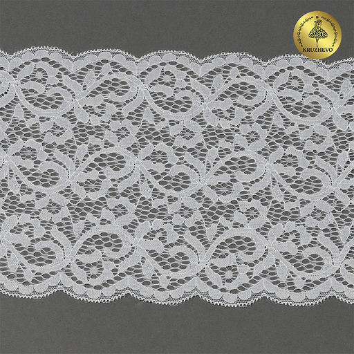 Кружево-стрейч KRUZHEVO арт.TBY.L1672 шир.180мм цв.004 сумрачный белый уп.25м