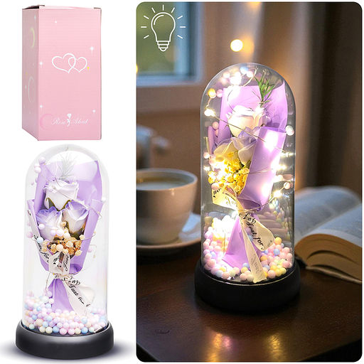 Светильник "Букет роз" в коробке (сиреневый)