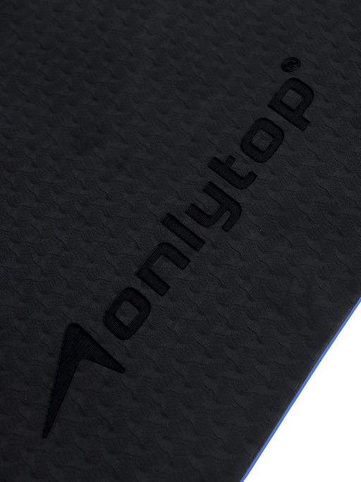 Коврик для фитнеса и йоги ONLYTOP, 183×61×0.8 см, черный/ультрамариновый