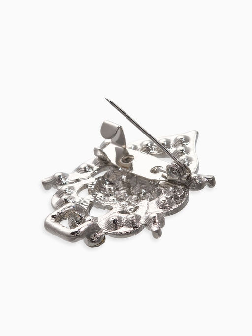 Зажим для кардигана «Ажур. Кокошник», белый в серебре