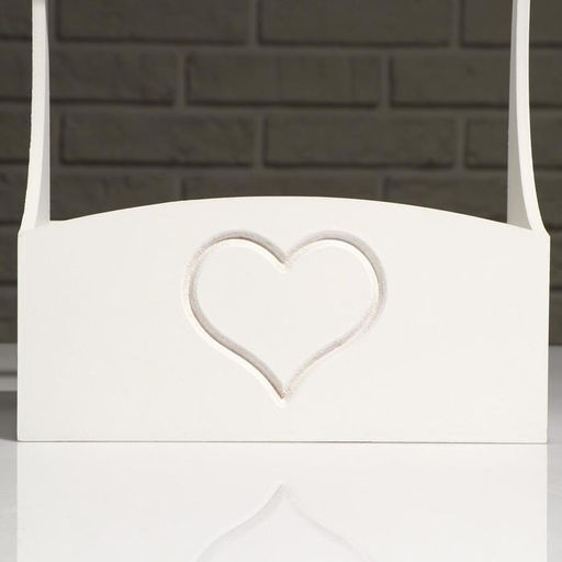 Кашпо деревянное Symmetric Heart, с ручкой, белый, 2512,510(28) см - Simaland фото 4