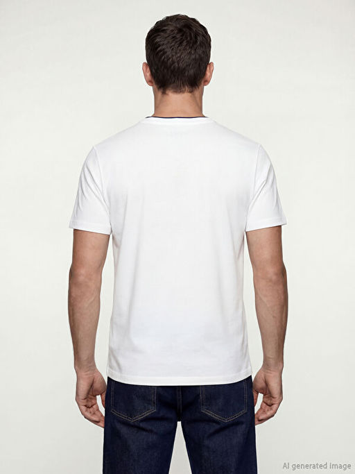 Bisiklet Yaka Bask?l? Penye Erkek Ti??rt