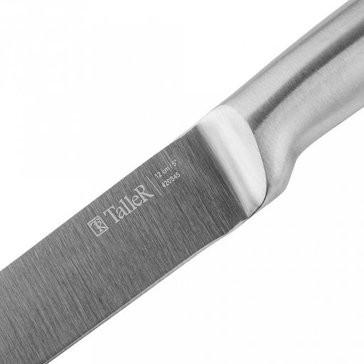 Нож кухонный "Престон" 12см из нержавеющей стали, s2мм, 23см, универсальный, ручка из нержавеющей стали, цветная коробка, "TalleR" (Китай)