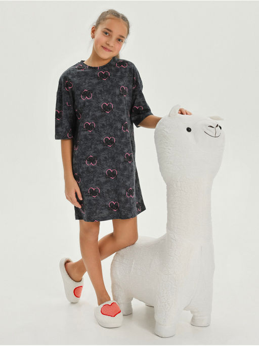 Платье домашнее Принт Графит девочка - София фото 8