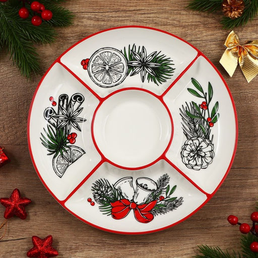 Менажница «Новогоднее настроение», 25.5×3 см, ручная работа