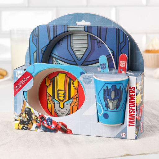 Набор детской бамбуковой посуды, 5 предметов: тарелка, вилка, ложка,стакан,миска , Трансформеры - Hasbro фото 7