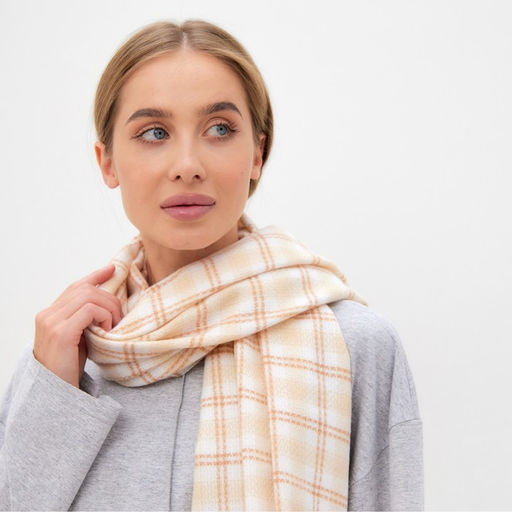 Шарф зимний с кистями MINAKU 65*180 + 8 см клетка  фото 2