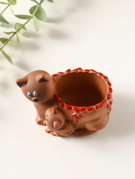 Подставка для мелочей Кошка с котенком 8?9?6 см, охра, гипс
