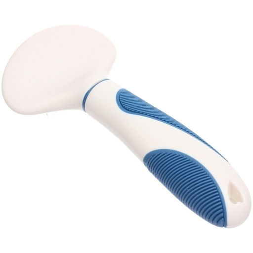 Цена за 2 шт. Расческа - пуходёрка для животных "ЛАПУСИКИ", коллекция БРО, прорезиненная ручка, цвет белый/голубой, 9*18см (блистер)