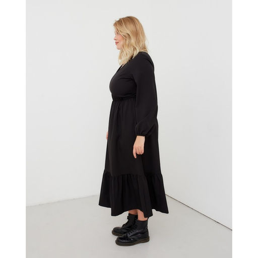 Платье женское миди MIST plus-size, чёрное, размер 52, однотонное