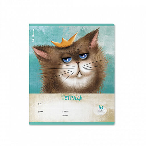 АКЦИЯ Цена за 10 шт. Тетрадь школьная ученическая ErichKrause Funny Cats, 18 листов, клетка (в плёнке по 10 шт.)_MIX-PACK  фото 15