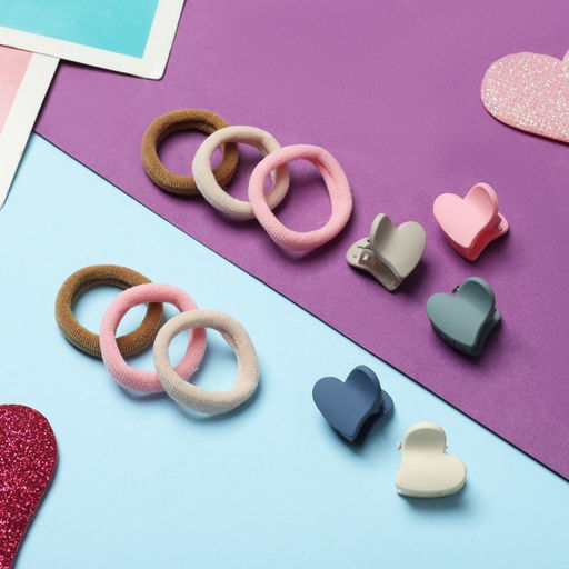 Цена за 6 шт. Набор для волос «Солнышко», 16 шт.: 6 резинок, 10 крабиков, сердца