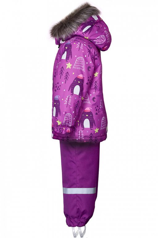 Зимний раздельный комбинезон для девочки FRANKY Сиреневый (пингвины)