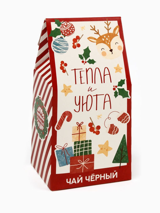 Подарочный набор новогодний «Тепла и уюта», чай 50 г, печенье с предсказанием 8 шт., ежедневник