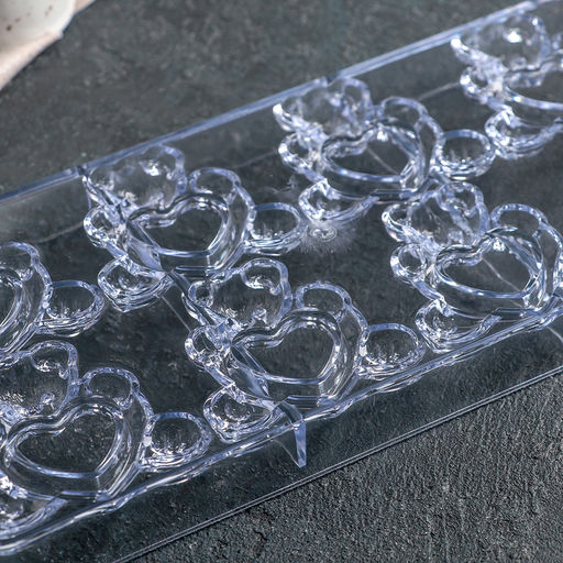 Форма конфет и шоколада Влюблённые мишки, 28?14 см, 8 ячеек, прозрачная