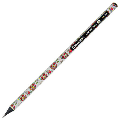 Цена за 4шт. Карандаш чернографитный BRAUBERG "CALAVERAS", 1 шт., HB, корпус ассорти