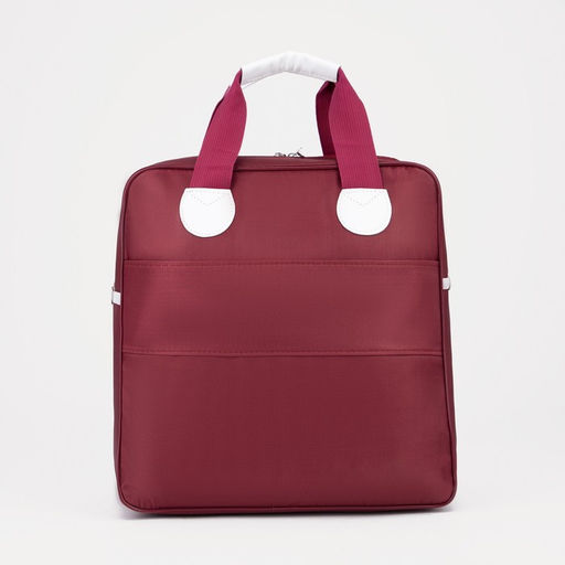 Сумка дорожная на молнии, наружный карман, держатель для чемодана, цвет бордовый/белый - Simaland фото 3