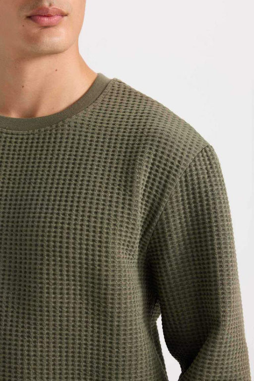 Жаккардовый свитшот стандартного кроя с круглым вырезом - Defacto фото 5