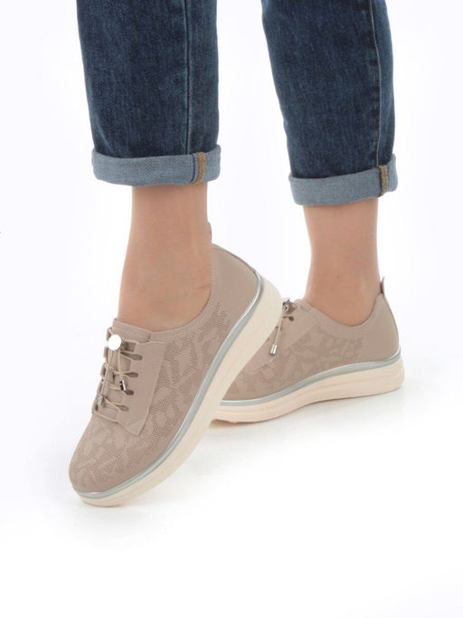 05-PDL206-1 BEIGE/BROWN Кроссовки женские (натуральная кожа) - Фабричный китай фото 2