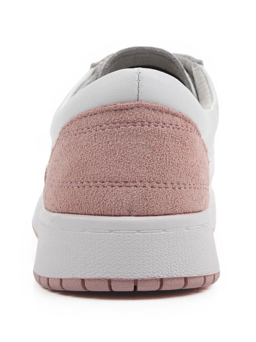 03-YA345-2 WHITE/PINK Полуботинки спортивные женские (натуральная кожа, натуральная замша)