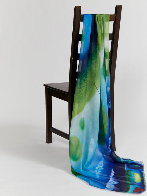 Большой, красивый двусторонний платок с рисунком в стиле арт-декои необычной текстурой ткани - Tantino фото 5