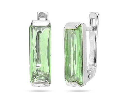 Серьги из серебра празиолит кварц, Ю-200М41