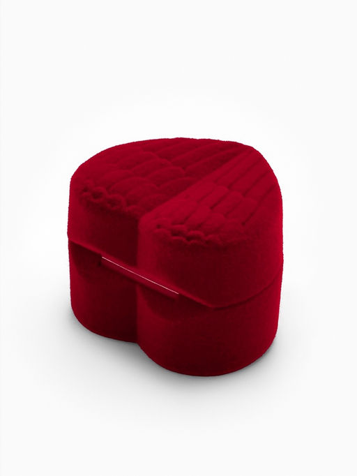 Футляр под серьги, кольцо Сердце, бархатный, 5.2?4.6 см, бордовый