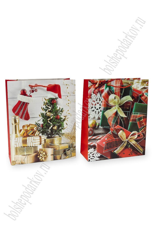 Пакет Новогодний 26*32*10 см (12 шт) SF-7569, микс №2 - Больше подарков фото 2