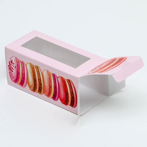 Цена за 5 шт. Коробка для макарун, кондитерская упаковка «Макаруны», 5.5 х 12 х 5.5 см