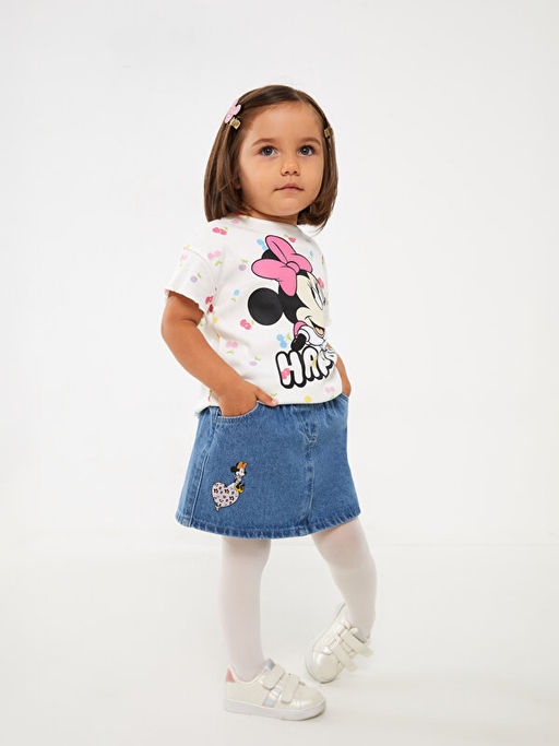 Minnie Mouse Nak??l? K?z Bebek Jean Etek ve K?lotlu ?orap - Waikiki фото 2