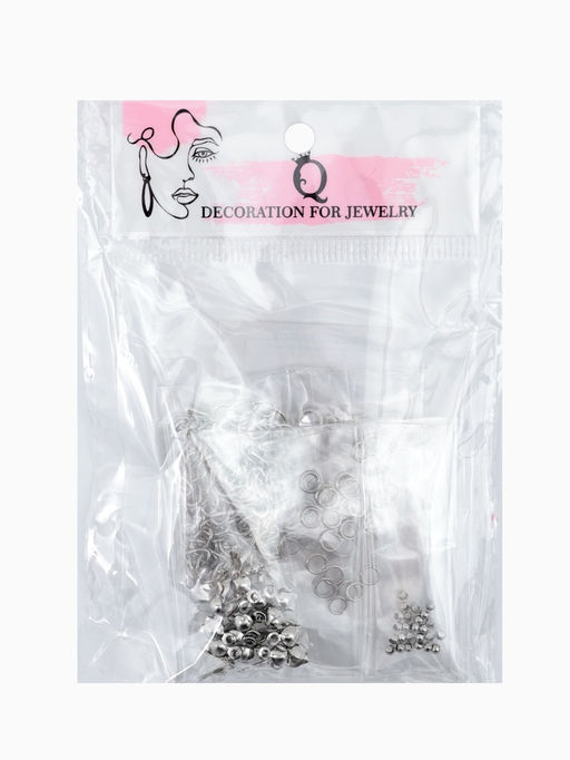 Набор для создания украшений "Минимум" колечки, кримпы, цепочки, цвет серебро