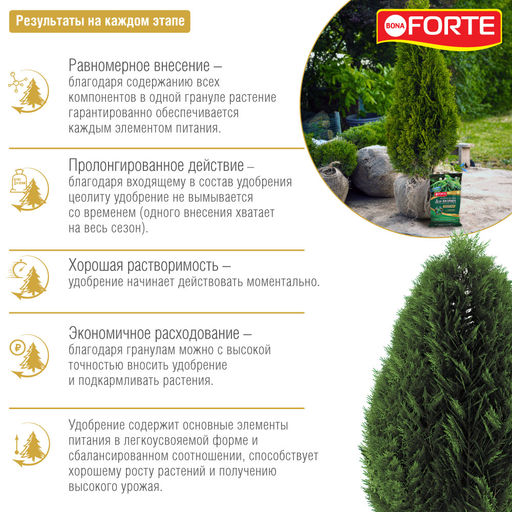 Компл. мин. удобр. "Bona Forte" Хвойное с биодоступ.кремнием гранул.пролонгир., пак.2,5кг