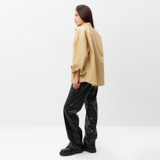 Брюки кожаные женские MIST Base, размер 46, чёрные