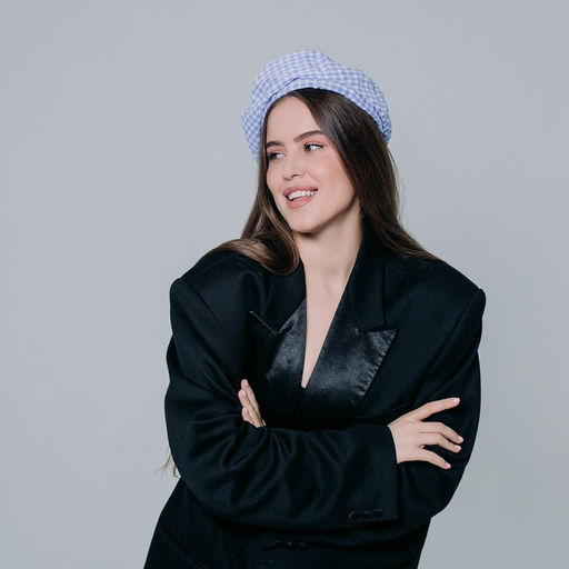 Берет в клетку, голубой, р-р 56 см