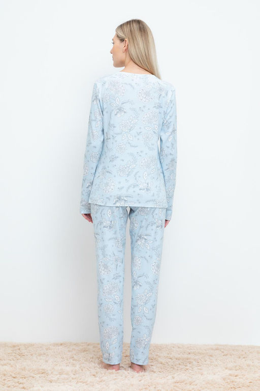 VERY NEAT _ Е 20095/голубое стекло,цветочный ажур пижама жен  фото 3