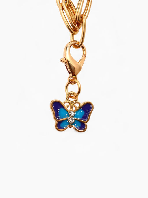 Цена за 10 шт. Шарм для браслета на карабине «Бабочка», цветной в золоте