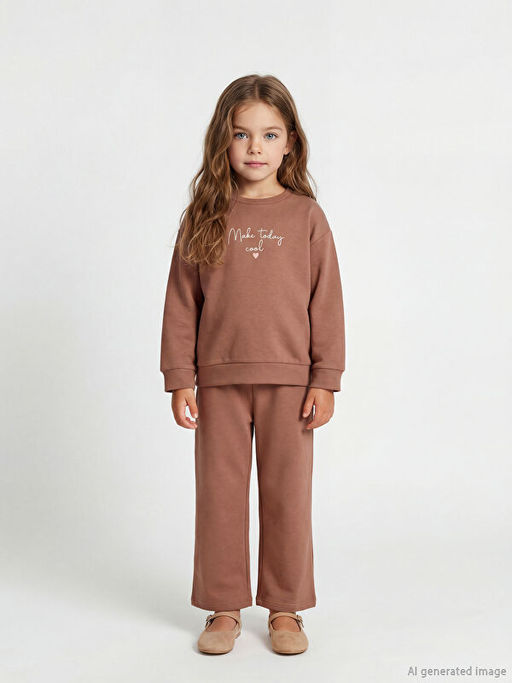 K?z ?ocuk Sweatshirt ve Pantolon Tak?m