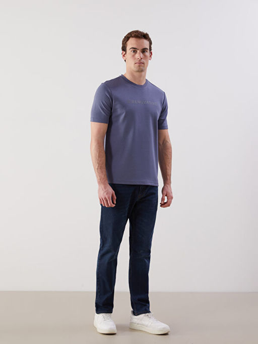 Bisiklet Yaka Bask?l? Erkek Ti??rt