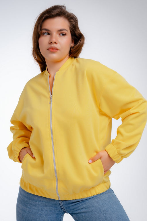 Бомбер из коттон фита жёлтый - Амадэль фото 19