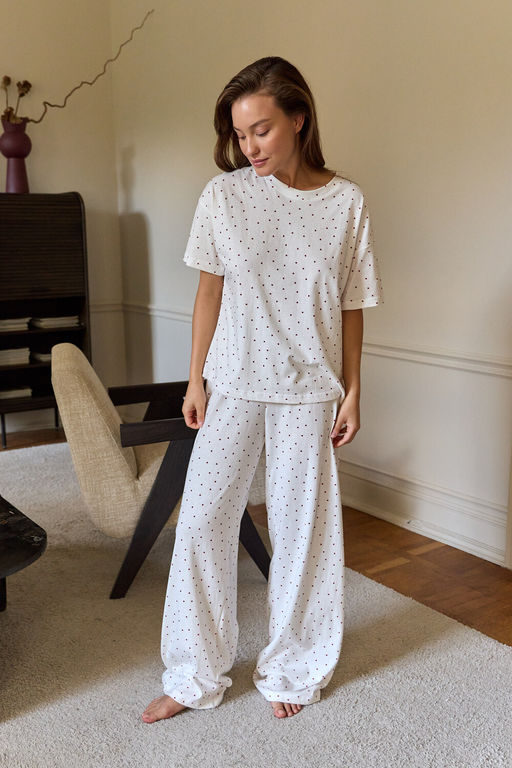 Пижама с брюками хлопковая Сердце