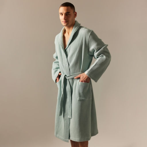 Халат вафельный мужской SL HOME: Basic «Аззура», размер L, хлопок 100%, мятный