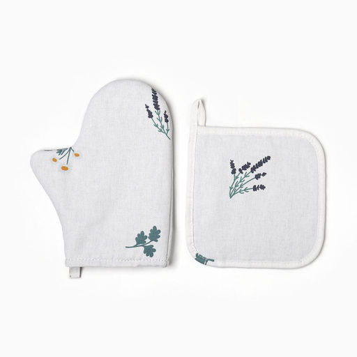 Набор кухонный Этель «Полевые цветочки»: варежка 20×27 см, прихватка 19×19 см, рогожка 176 г/м², 100% хлопок