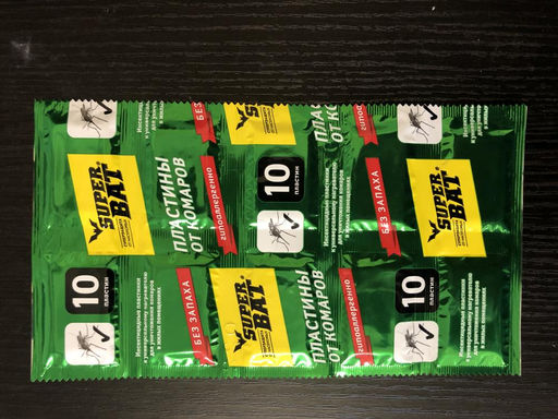 Пластины от комаров 10 Super bat зел. /10шт./10г./19x11x0,3 - Buro фото 2