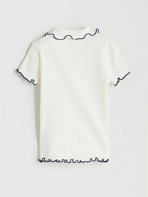 Polo Yaka Bask?l? K?z ?ocuk Ti??rt