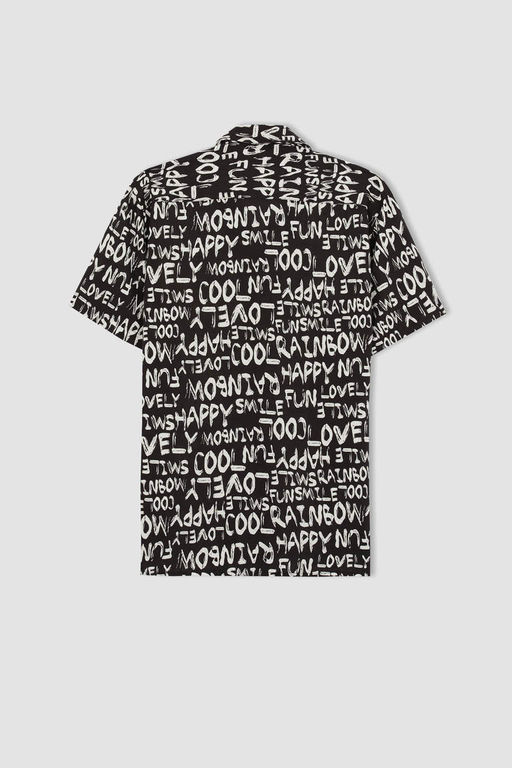 Гавайская рубашка из вискозы обычного кроя с принтом и короткими рукавами - Defacto фото 9