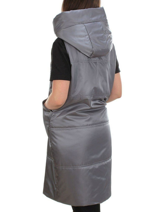 M006 GRAY Жилет женский демисезонный (100 гр. синтепон) - Фабричный китай фото 4