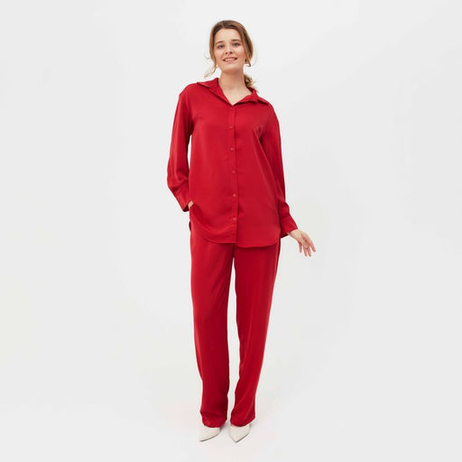 Костюм женский (рубашка, брюки) MINAKU: Silk pleasure, размер 46, красный
