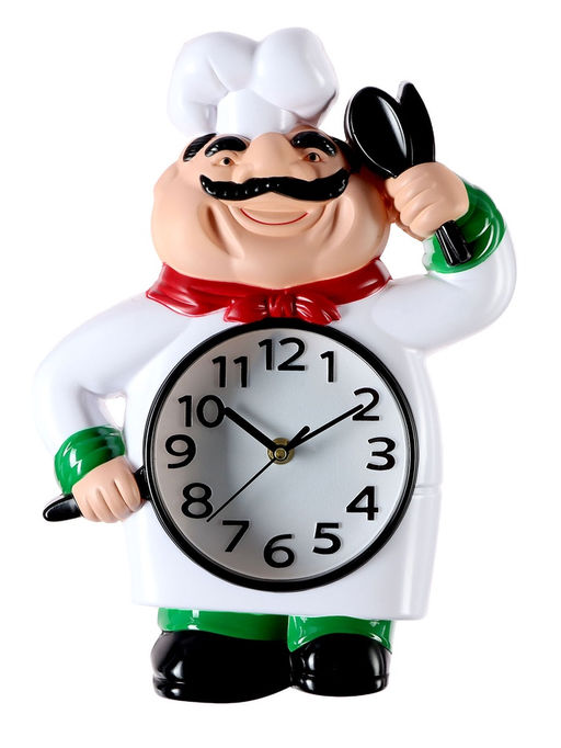 Часы настенные интерьерные «Шеф», для кухни, бесшумные, плавный ход, 33×24.5 см, циферблат d=14 см